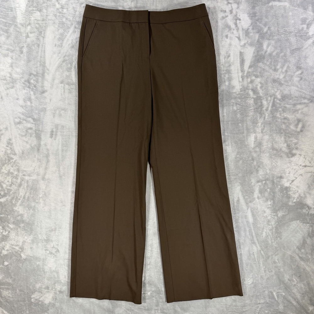 New Lafayette 148 Wide Leg Trousers Womens Size 12 Brown Espre Pants